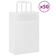 Vidaxl papieren zakken 50 st met hengsels 21x11x31 cm wit - afbeelding 1