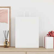 Vidaxl papieren zakken 50 st met hengsels 32x12x42 cm wit - afbeelding 2