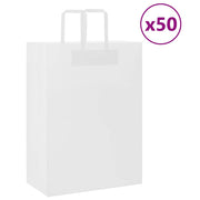 Vidaxl papieren zakken 50 st met hengsels 32x17x44 cm wit - afbeelding 1