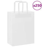 Vidaxl papieren zakken 250 st met hengsels 21x11x28 cm wit - afbeelding 1