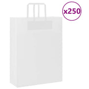 Vidaxl papieren zakken 250 st met hengsels 32x12x42 cm wit - afbeelding 1