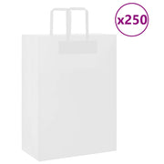 Vidaxl papieren zakken 250 st met hengsels 32x17x44 cm wit - afbeelding 1