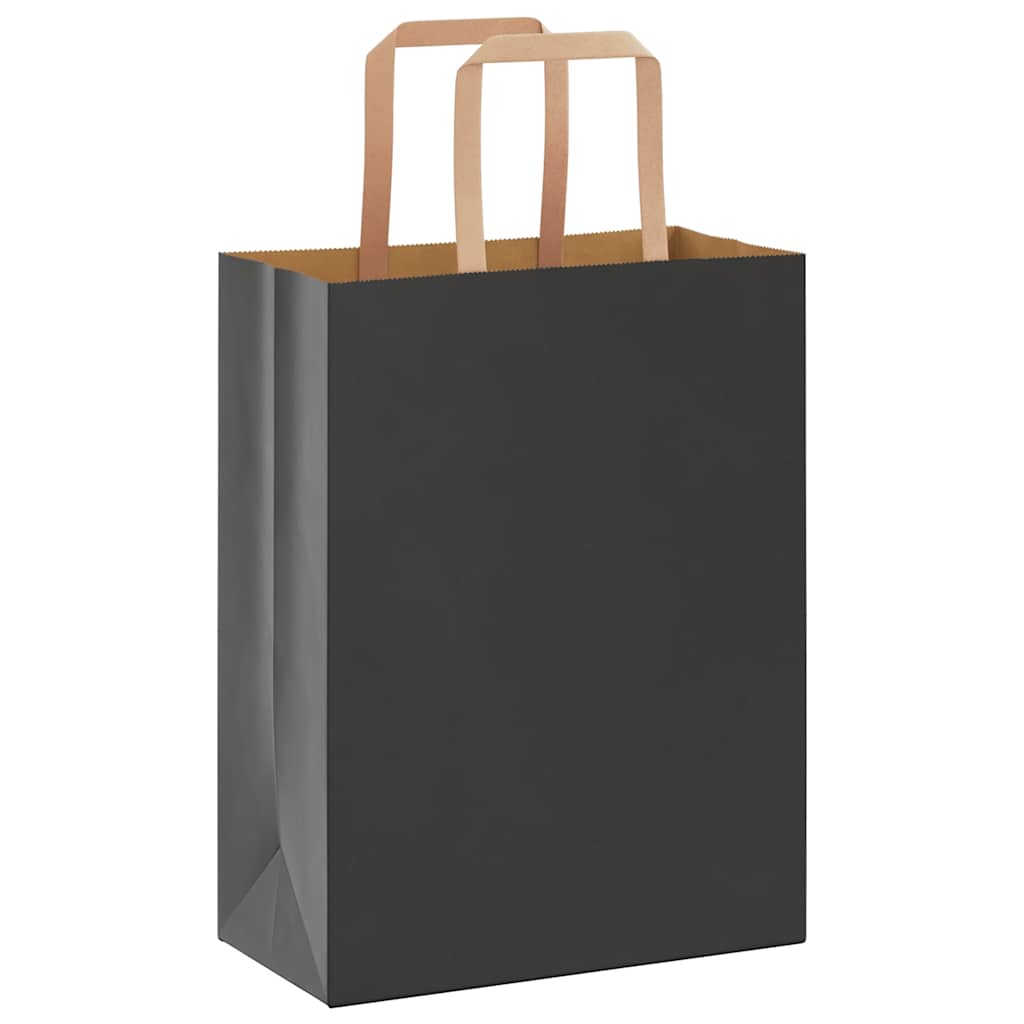 Vidaxl papieren zakken 50 st met hengsels 21x11x28 cm zwart