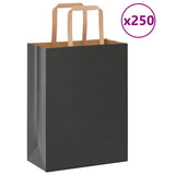 Vidaxl papieren zakken 250 st met hengsels 21x11x28 cm zwart - afbeelding 1