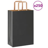 Vidaxl papieren zakken 250 st met hengsels 21x11x31 cm zwart - afbeelding 1