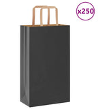 Vidaxl papieren zakken 250 st met hengsels 21x11x36 cm zwart - afbeelding 1