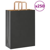 Vidaxl papieren zakken 250 st met hengsels 26x12x35 cm zwart - afbeelding 1