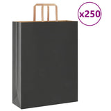 Vidaxl papieren zakken 250 st met hengsels 32x12x42 cm zwart - afbeelding 1