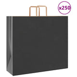 Vidaxl papieren zakken 250 st met hengsels 54x15x49 cm zwart - afbeelding 1