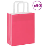 Vidaxl papieren zakken 50 st met hengsels 18x8x22 cm roze - afbeelding 1