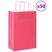 Vidaxl papieren zakken 50 st met hengsels 21x11x31 cm roze - afbeelding 1