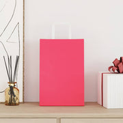 Vidaxl papieren zakken 50 st met hengsels 21x11x31 cm roze - afbeelding 2