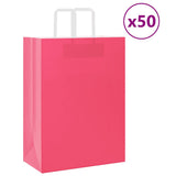 Vidaxl papieren zakken 50 st met hengsels 32x17x44 cm roze - afbeelding 1