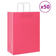 Vidaxl papieren zakken 50 st met hengsels 32x17x44 cm roze - afbeelding 1