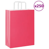 Vidaxl papieren zakken 250 st met hengsels 26x12x35 cm roze - afbeelding 1