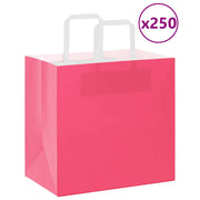 Vidaxl papieren zakken 250 st met hengsels 26x17x25 cm roze - afbeelding 1