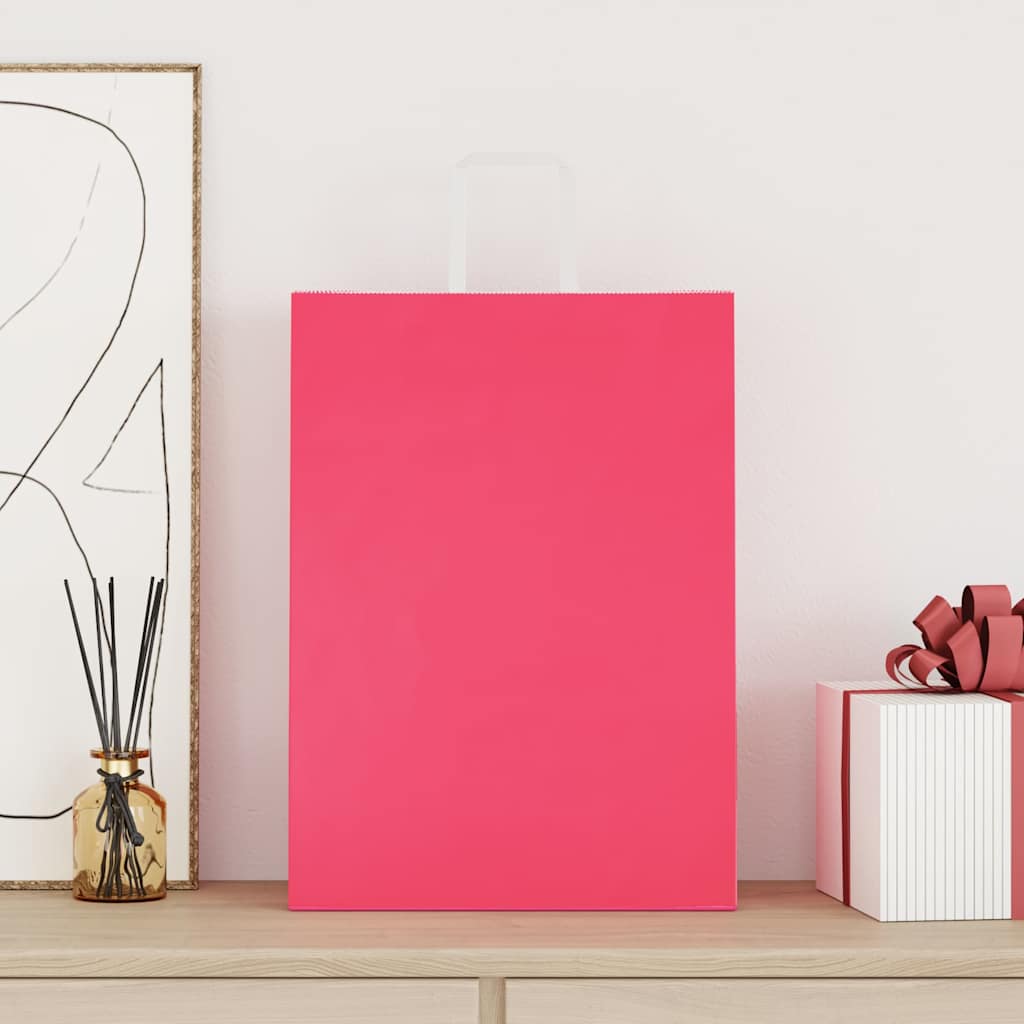 Vidaxl papieren zakken 250 st met hengsels 32x17x44 cm roze