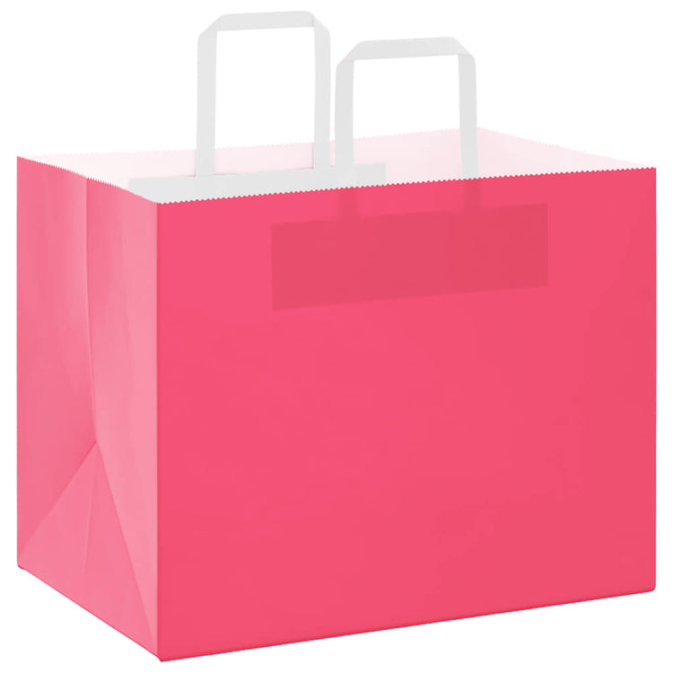 Vidaxl papieren zakken 250 st met hengsels 32x22x24 cm roze