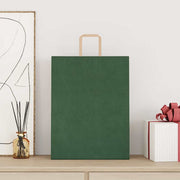 Vidaxl papieren zakken 250 st met hengsels 32x12x42 cm groen - afbeelding 2