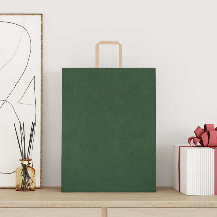 Vidaxl papieren zakken 250 st met hengsels 32x12x42 cm groen
