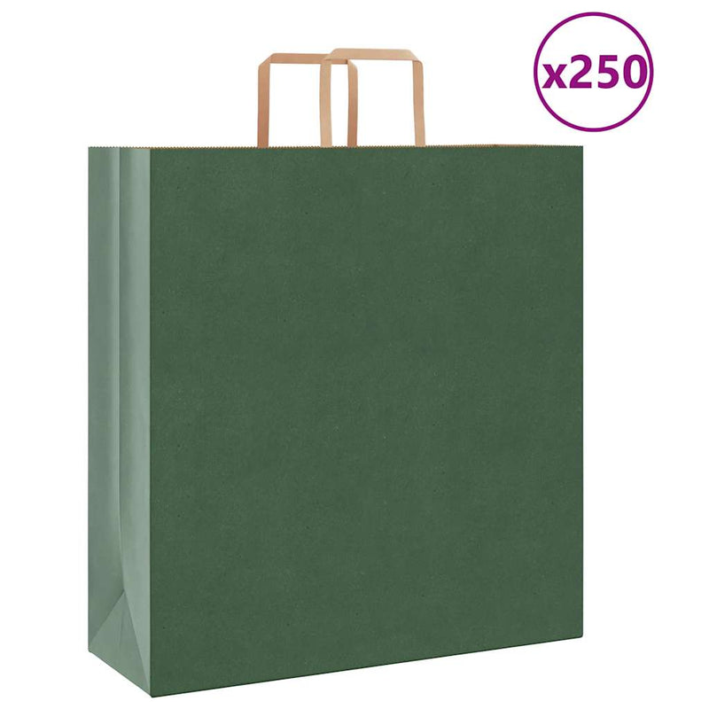 Vidaxl papieren zakken 250 st met hengsels 45x17x48 cm groen