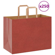 Vidaxl papieren zakken 250 st met hengsels 32x17x25 cm rood - afbeelding 1
