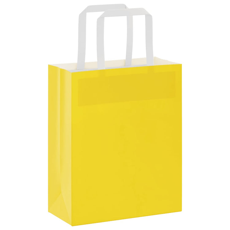 Vidaxl papieren zakken 50 st met hengsels 18x8x22 cm geel