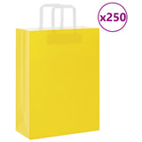 Vidaxl papieren zakken 250 st met hengsels 26x12x35 cm geel - afbeelding 1
