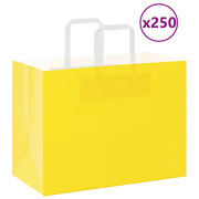 Vidaxl papieren zakken 250 st met hengsels 32x17x25 cm geel - afbeelding 1