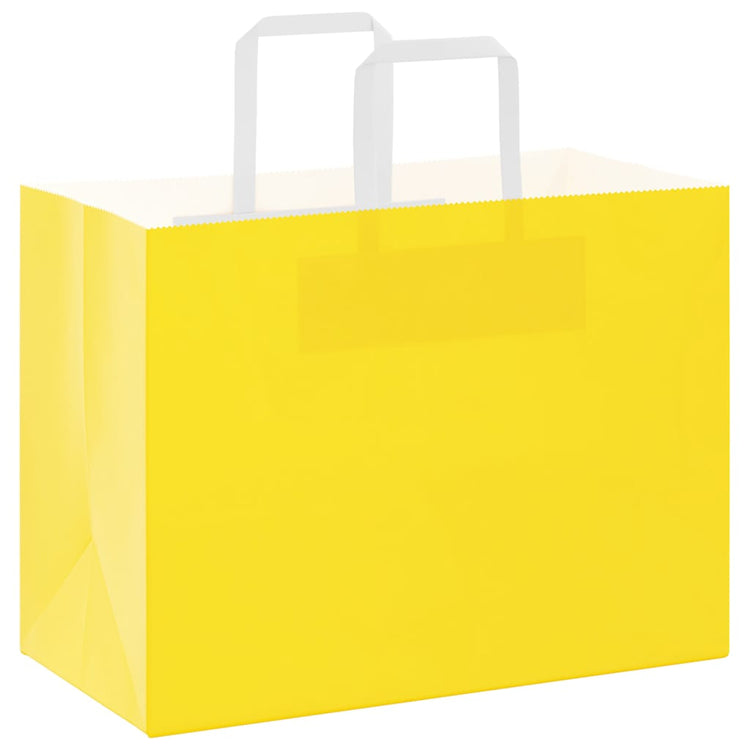 Vidaxl papieren zakken 250 st met hengsels 32x17x25 cm geel