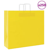 Vidaxl papieren zakken 250 st met hengsels 54x15x49 cm geel - afbeelding 1