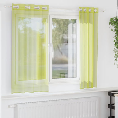 Vidaxl gordijnen voile met doorvoertules 2 st 140x175 cm appelgroen