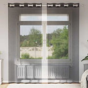 Vidaxl gordijnen voile met doorvoertules 2 st 140x225 cm zwart - afbeelding 1