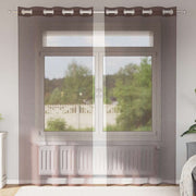 Vidaxl gordijnen voile met doorvoertules 2 st 140x225 cm bruin - afbeelding 1
