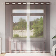 Vidaxl gordijnen voile met doorvoertules 2 st 140x245 cm bruin - afbeelding 1