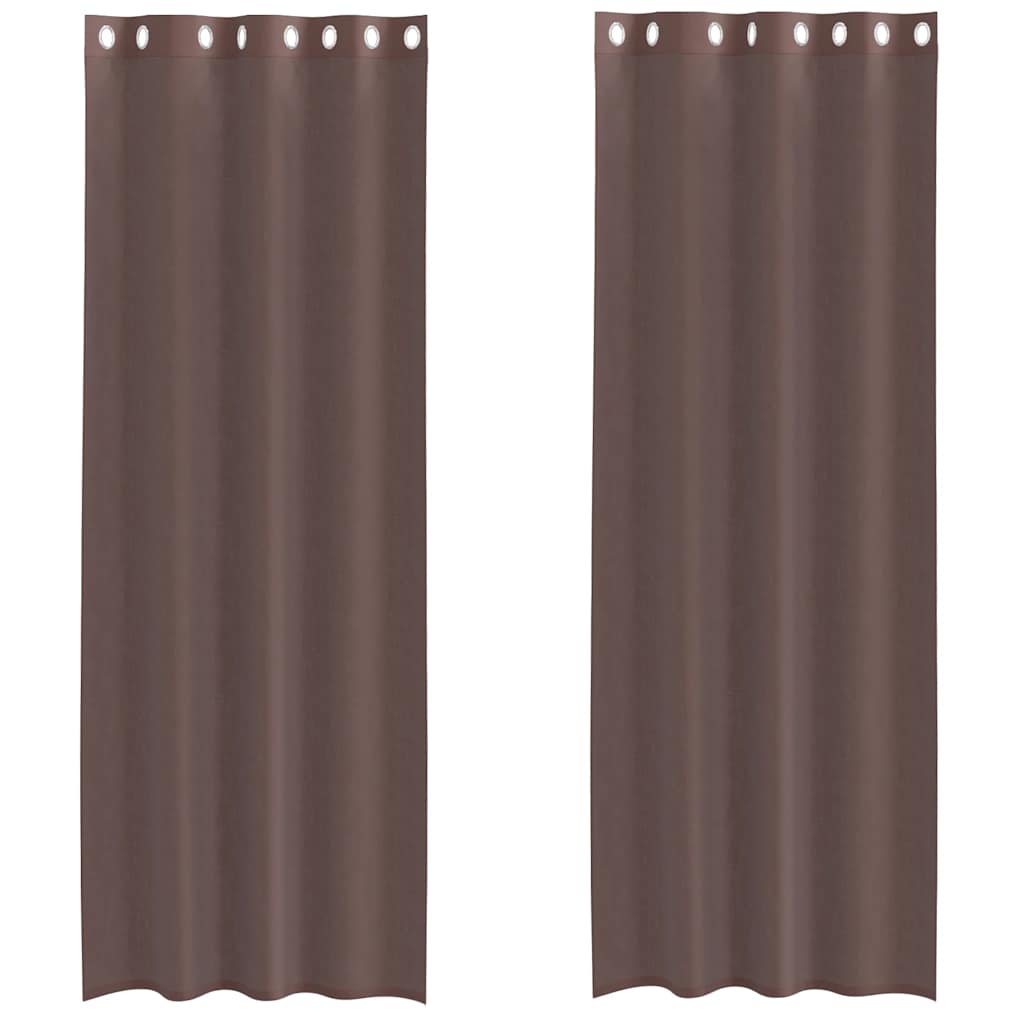 Vidaxl gordijnen voile met doorvoertules 2 st 140x260 cm bruin