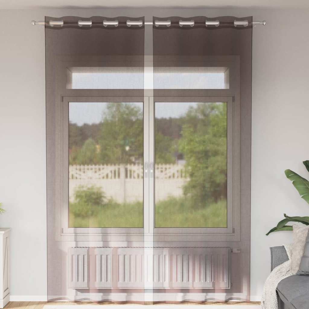 Vidaxl gordijnen voile met doorvoertules 2 st 140x260 cm bruin