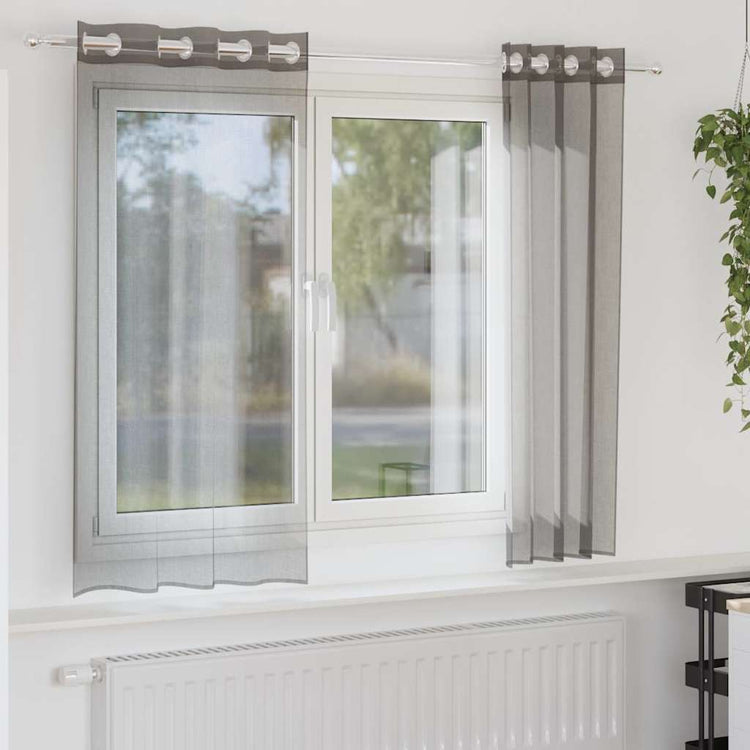 Vidaxl gordijnen voile met doorvoertules 2 st 140x140 cm donkergrijs
