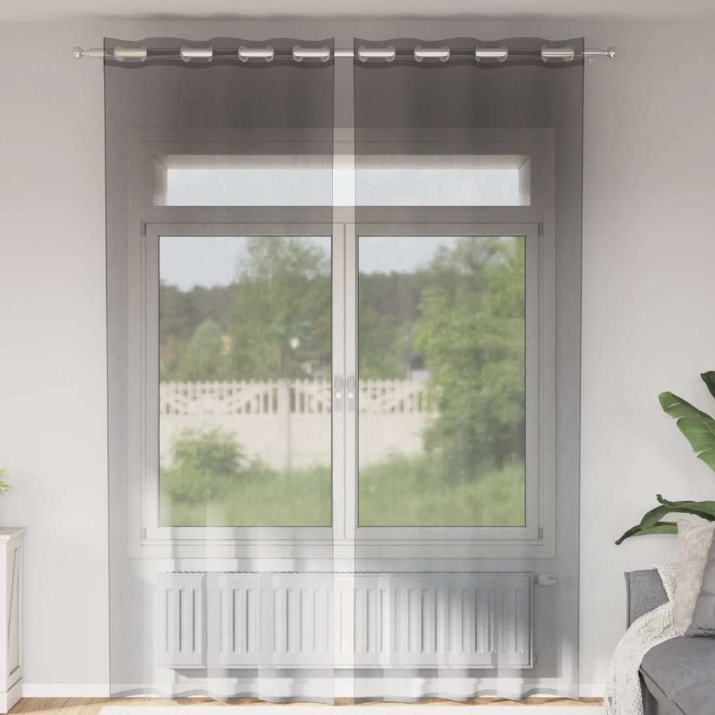 Vidaxl gordijnen voile met doorvoertules 2 st 140x260 cm donkergrijs