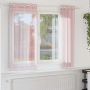 Vidaxl gordijnen voile met doorvoertules 2 st 140x140 cm lichtroze - afbeelding 1
