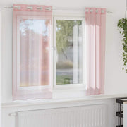 Vidaxl gordijnen voile met doorvoertules 2 st 140x175 cm lichtroze - afbeelding 1