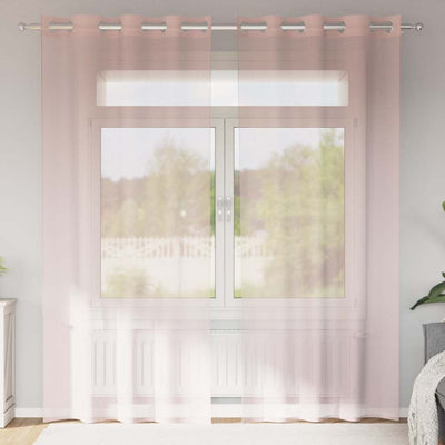 Vidaxl gordijnen voile met doorvoertules 2 st 140x225 cm lichtroze