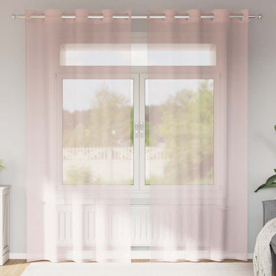 Vidaxl gordijnen voile met doorvoertules 2 st 140x245 cm lichtroze