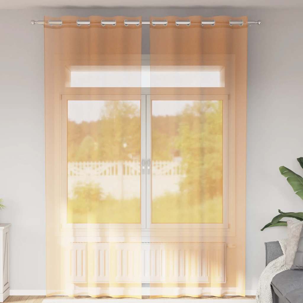Vidaxl gordijnen voile met doorvoertules 2 st 140x300 cm oranje