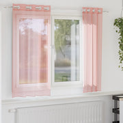 Vidaxl gordijnen voile met doorvoertules 2 st 140x140 cm roze - afbeelding 1