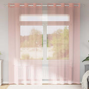 Vidaxl gordijnen voile met doorvoertules 2 st 140x245 cm roze - afbeelding 1