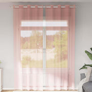 Vidaxl gordijnen voile met doorvoertules 2 st 140x260 cm roze - afbeelding 1