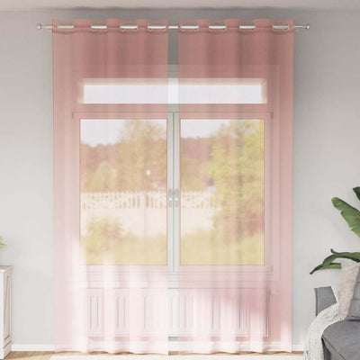 Vidaxl gordijnen voile met doorvoertules 2 st 140x260 cm roze
