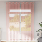 Vidaxl gordijnen voile met doorvoertules 2 st 140x300 cm roze - afbeelding 1