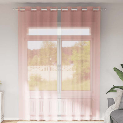 Vidaxl gordijnen voile met doorvoertules 2 st 140x300 cm roze